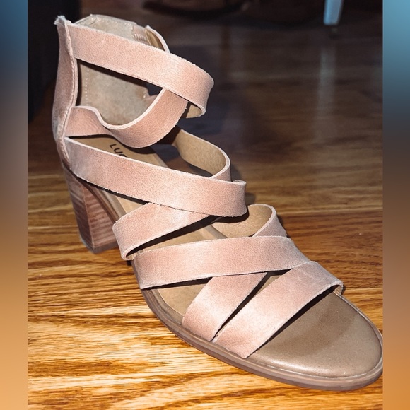 Lucky Brand Kallia Leather Strappy Block Heel Sandals - Picture 2 of 3